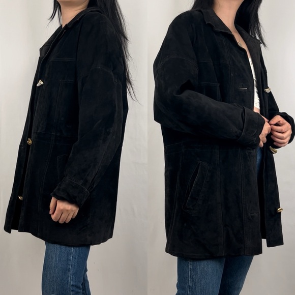 Vintage G III Black Quilted Suede Jacket - Picture 3 of 8